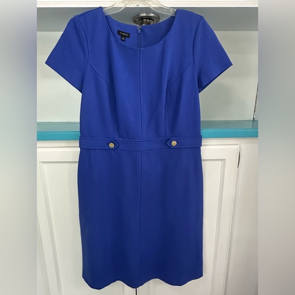 Talbots Dresses & Skirts - TALBOTS Dress Women’s Size 8 Blue Midi‎ Cap Sleeve Fitted Stretch Professional